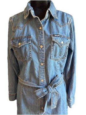 Wrangler Womens Denim Dress Shirt dress Pearl Snap Belt Size Medium Western EUC | eBay Wrangler Womens Denim Dress Shirt dress Pearl Snap Belt Size Medium Western EUC | eBay