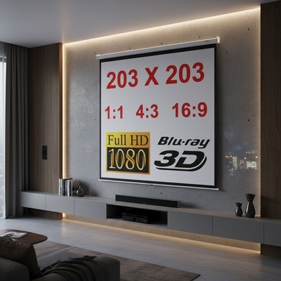 Beamerleinwand 203CM Projektionsleinwand Rolloleinwand Beamer Heimkino 1:1  ️