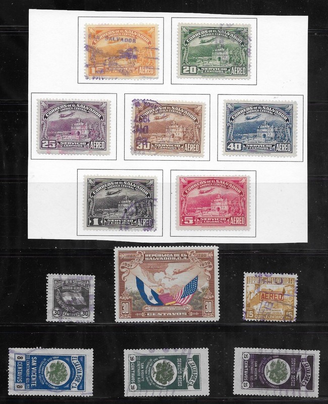 13 Salvador Stamps from Quality Old Antique Album