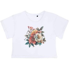 'Variety of Flowers ' Women's Cotton Crop Tops (CO047013)