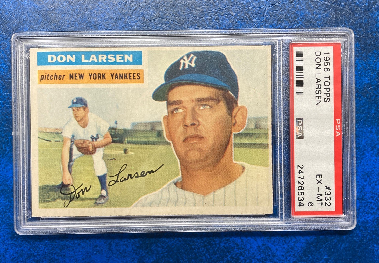 1956 Topps #332 Don Larsen PSA 6 !! Perfect Game! Gray Back.