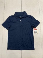 Cat  Jack Solid Navy Blue Short Sleeve 1/4 Button Polo T Shirt Boys Size Medium