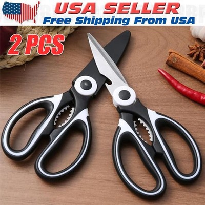 2 Stainless Steel Kitchen Shears Heavy Duty Scissors for Meat Fish Chicken Bones