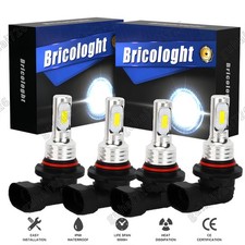 9005 9006 LED Headlights Kit Combo Bulbs 6500K High Low Beam Super White Bright