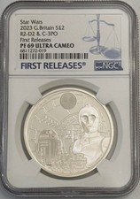 2023 Great Britain Star Wars R2-D2 and C-3PO £2 Silver Proof  1oz Coin NGC 69 FR