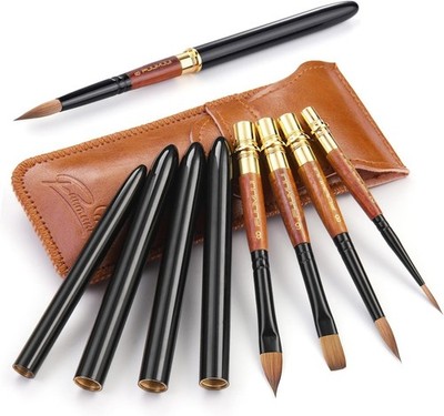 Fuumuui Sable Travel Watercolor Brushes, 3/4Pcs Elegant Kolinsky Sable Watercolo