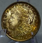1884-O Morgan Silver Dollar $1 Toned Slider Cartwheel Luster R69