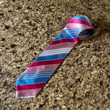 NWT Men's BCBG Neck Tie Blue and Pink New With Tag 90 Silk - 16 Gift Wedding