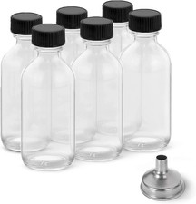 DIDITIME 6 Pack 2 oz Shot Bottles with Caps, Glass Jars with Lids, Small Clear