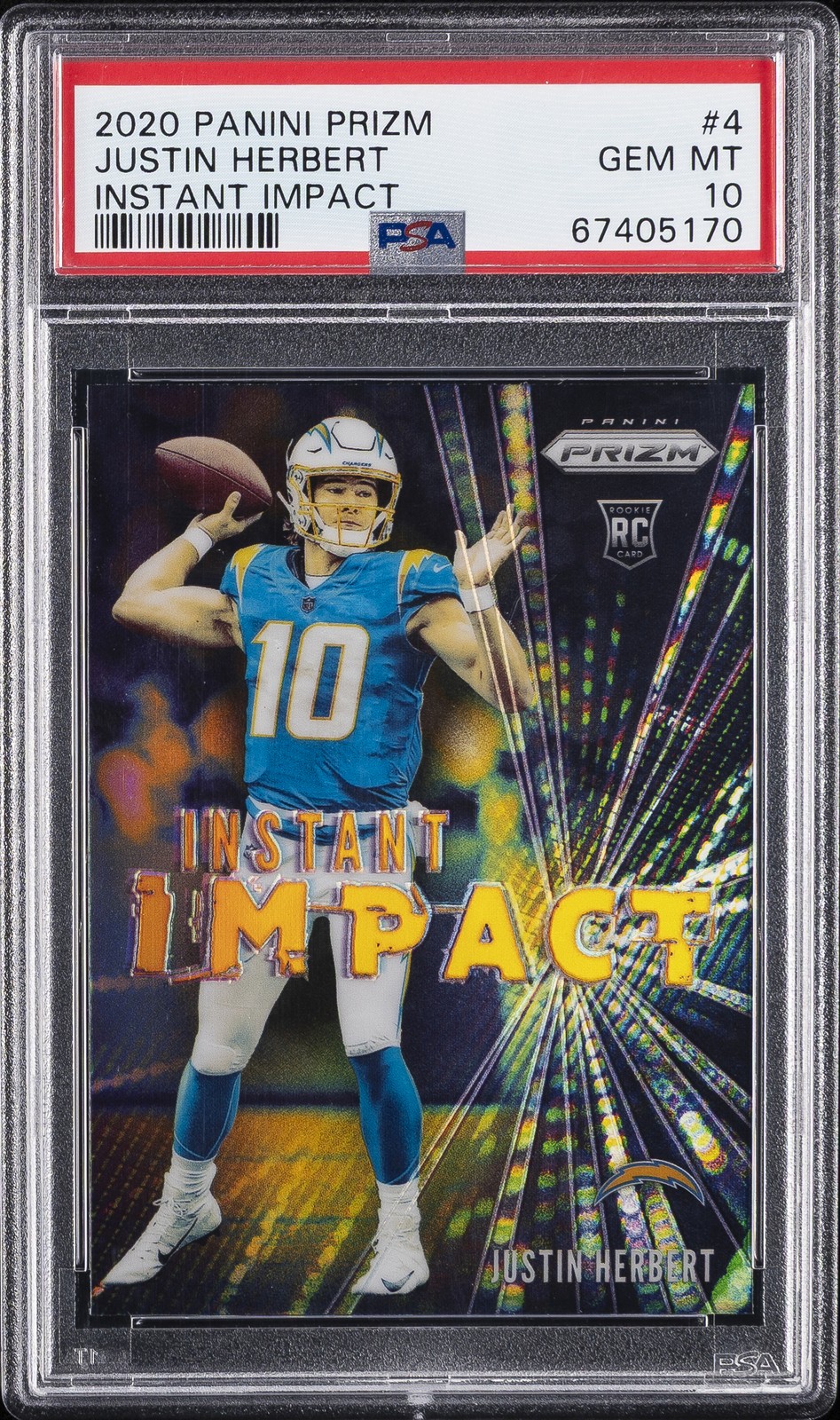 2020 PANINI PRIZM INSTANT IMPACT #4 JUSTIN HERBERT PSA 10