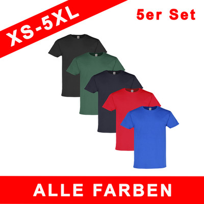 Fruit of the Loom 5er Pack Iconic 195 T-Shirt Herren | S-5XL | Baumwolle