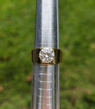 Vintage 14k HGE Cubic Zirconia Ring Gold Electroplate Size 8 Engagement