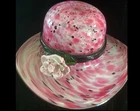 Murano Style Art Glass Pink White Speckled Hat / Serving Bowl 10” X 5” Solid