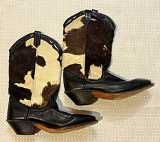 VTG Dingo Cowhide Hair on Hide Western Cowboy Boots Made in USA women est. 8-8.5