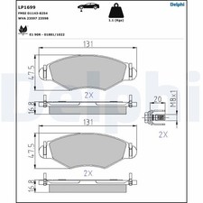 DELPHI BREMSBELÄGE SATZ VORDERACHSE passend für PEUGEOT 206 206+ 306