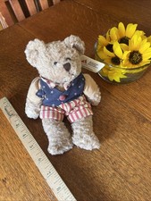 Vintage Americana 8 Inch Bear w/ Removable Red White Blue Clothes  Vest