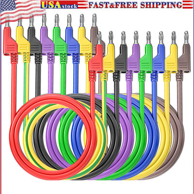 4mm Stackable Banana Plug to Banana Plug Test Leads 8PCS Silicone Cable Wires