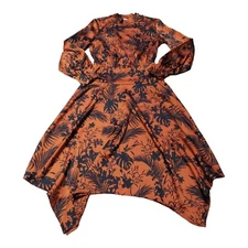 Future Collective Kahlana Barfield Brown Asymmetric A Line Swing Dress Womens XS