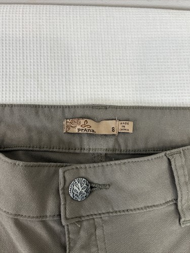Prana Women's 8 Olive Green Brenna Moto Skinny Performance Hiking Jeans Pants - Picture 6 of 7
