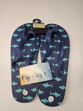 Boy's "Sharks" Rubber Flip-Flops - Blue Size L 2/3
