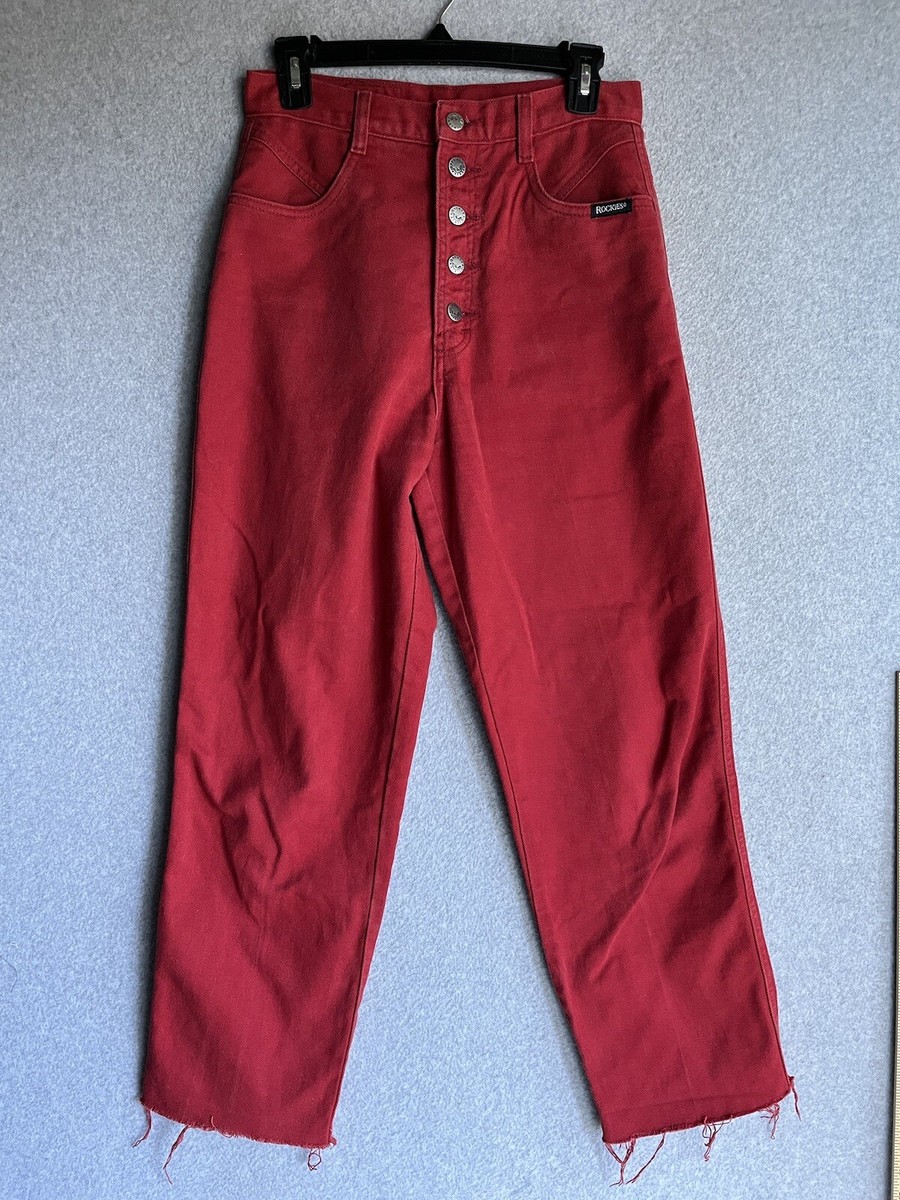VTG Rockies Mountain Jeans Womens 29/9 Red Button Fly High Rise