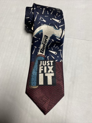Vintage Home Improvement Men's Neck Tie Binford Tools Just Fix It Made in USA