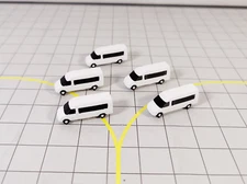 5x White AIRPORT CREW MINIBUSES/VANS GSE Vehicles Models 1:200 Scale Diorama