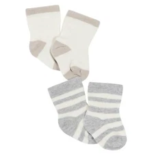 Modern Moments by Gerber Unisex Wiggle Proof Socks, 2 Pack Ivory/Gray 6-12 M