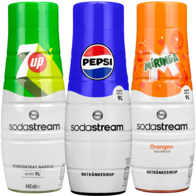 NEU Sodastream Sirup Set Pepsi 7UP Mirinda 3x440ml Getränkesirup Konzentrat