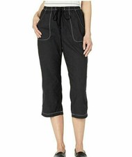 Fresh Produce Black Topstitch Cotton Sheeting Capri Capris Pants X-Small XS NWT