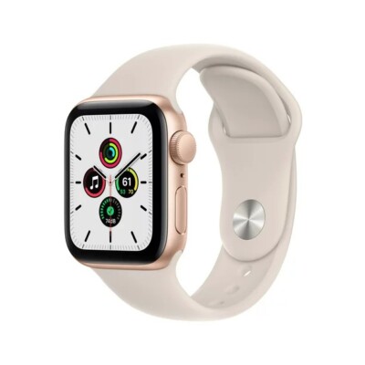 Apple Watch SE (1st Gen) GPS, 40mm Gold Aluminum Case with Starlight Sport Band 