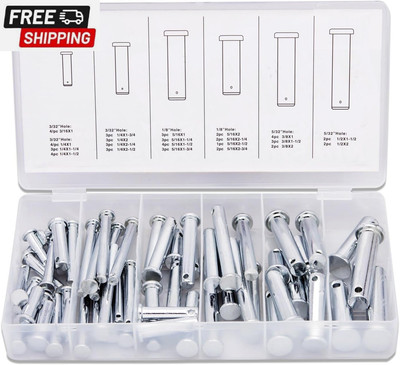 NEIKO 50414A 60 Piece Clevis Pins Assortment Kit, Zinc Construction 3/32 ,1/8 , 