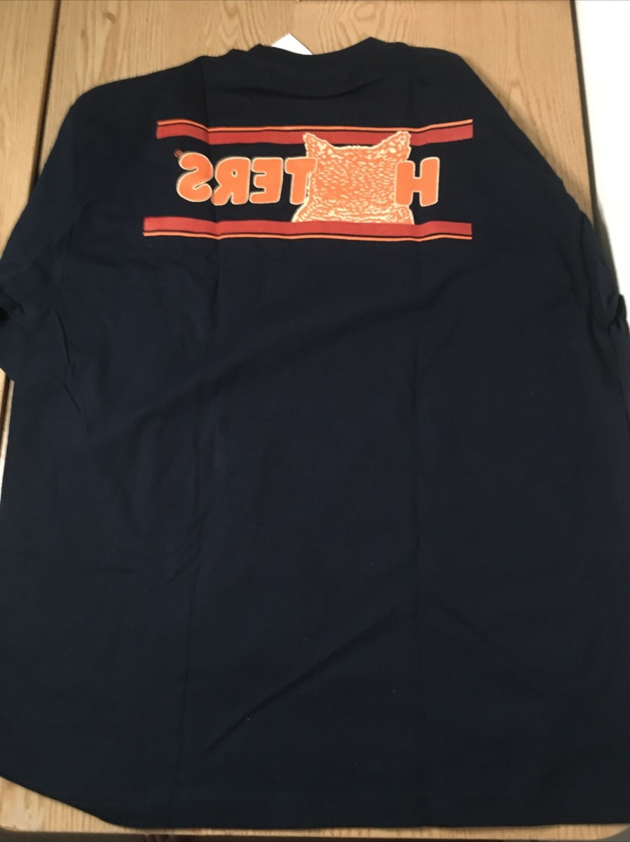 New Mens HOOTERS long sleeve t-shirt Black Navy Cotton soft