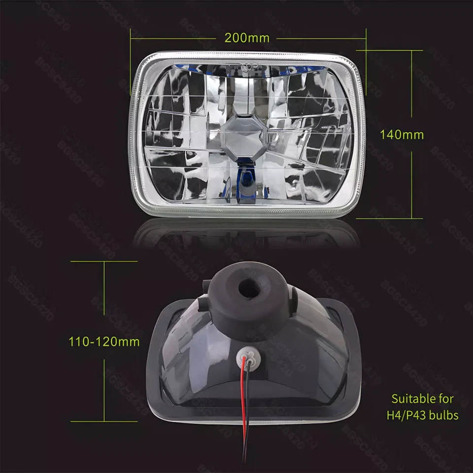 Pair 5x7" 7x6" LED Headlights Hi/Lo Beam For Dodge Ram 50 W/D150 W/D250 W/D350 - Image 3 of 4