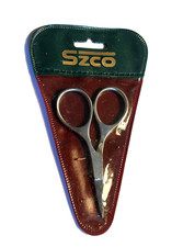 SZCO Scissors Trimmers Mustache Beard 2 1/2" Stainless Steel with Pouch New Old