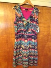 AB Studio Women's Patterned  Sleeveless Dress Size Large - NWT