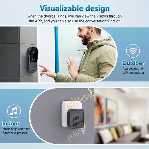 Timbre de video inalámbrico inteligente Wifi teléfono anillo de puerta intercomunicador cámara de seguridad timbre - Imagen 6 de 11