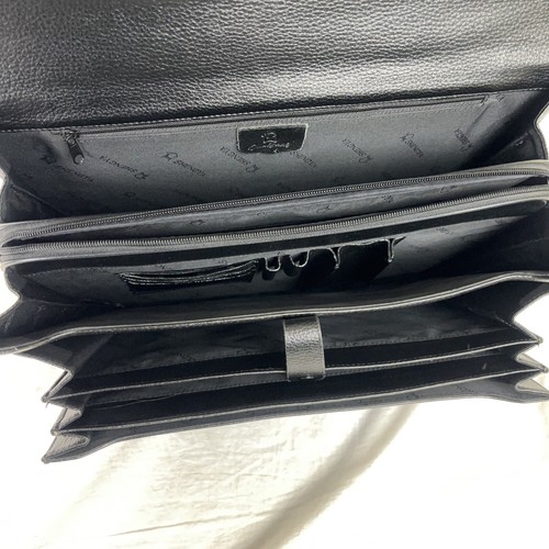 Black Faux Leather Portfolio Crossbody Bag Messenger Briefcase Shoulder Handle - Picture 10 of 11