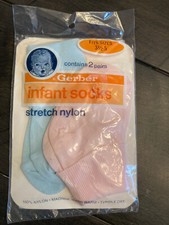 VIntage 1980s Gerber Baby Infant Socks nos 2 Pairs Fits 3.5-5 nylon