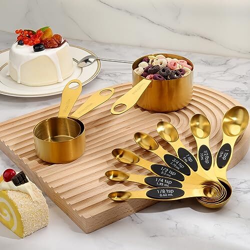 Gold Magnetic Measuring Spoons And Cups Set Of 12 8 Dual Sided Magnetic Measurin - Picture 6 of 7