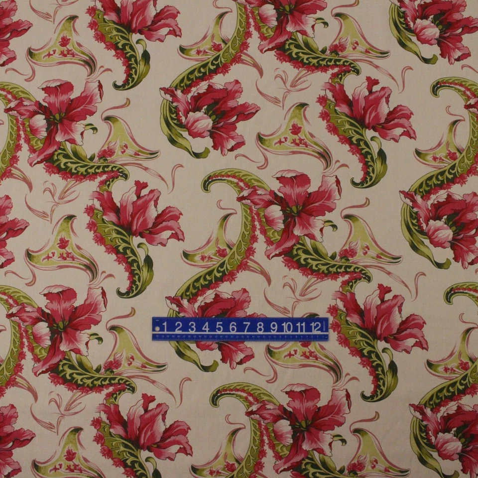 DESIGNER FALLING FLOWERS MAGENTA PINK 100% LINEN MULTIUSE FABRIC BY YARD 56"W - Image 2 of 4