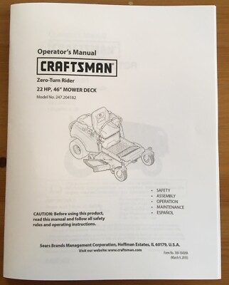 Owner’s Manual Sears Craftsman 22 HP Zero-Turn Riding Mower - Model 247 ...