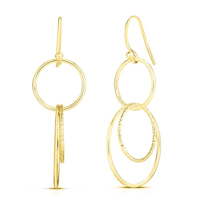 Savlano 925 Sterling Silver Triple Dangle Geometric Rhombus Drop Earrings -14K Gold Plated Drop Earrings Comes With Gift Box For Women - Made In Italy (Y - Foto 8