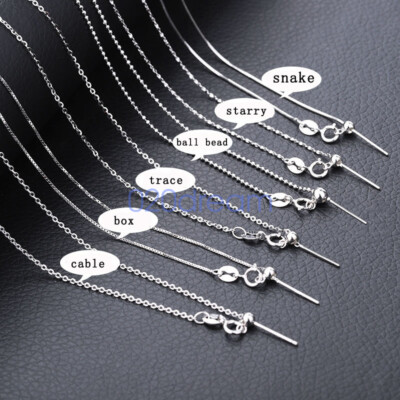 Real SOLID 925 Sterling Silver Unique Adjustable Bead Chain Necklaces Stamped
