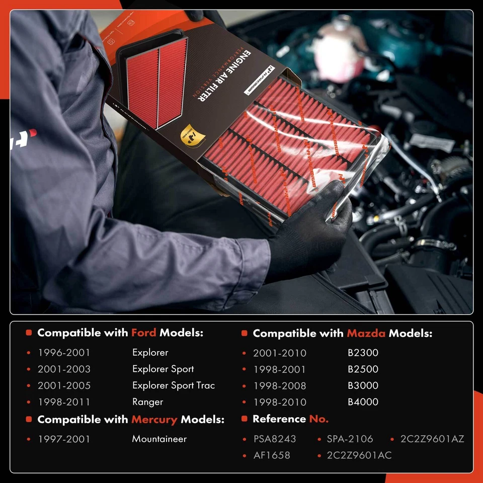 Filtro de aire de motor de alto rendimiento para Ford Explorer Ranger Mazda B2500 B3000 Foto 2 de 4
