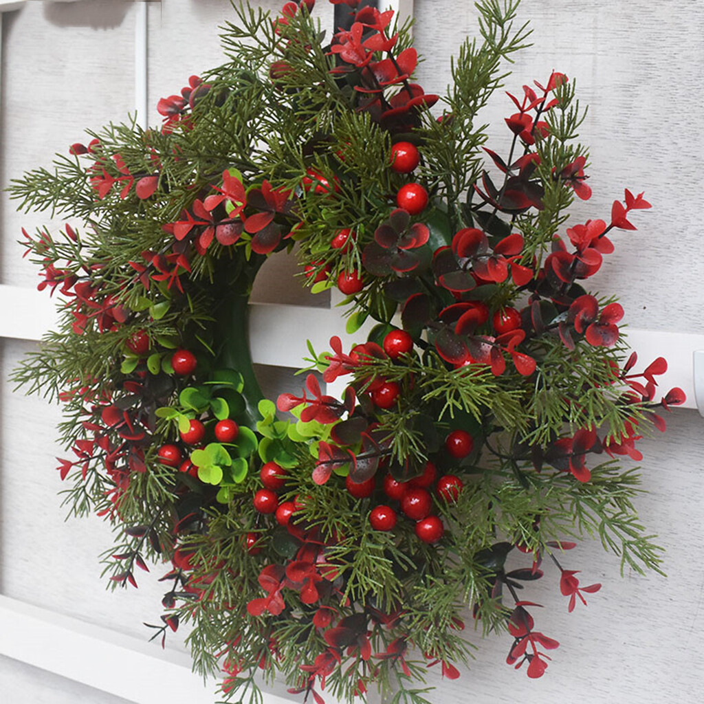 BESPORTBLE Weihnachtskranz Mit Roten Beeren - 40 Cm Türkranz Für Winterdeko & Weihnachtsfeiern