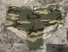 NWT VICTORIA'S SECRET PINK GREEN CAMOUFLAGE CAMO RAW EDGE NO SHOW CHEEKY PANTIES