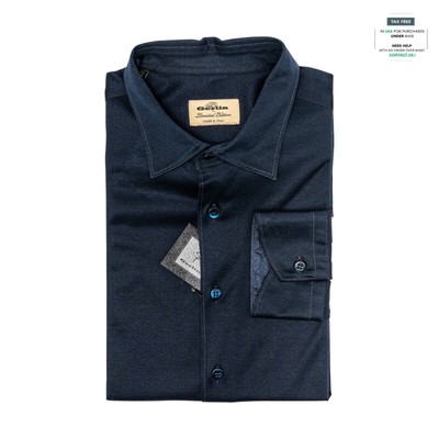 Luxus Gerlin Hemd Blau Baumwolle Lisle '' Stretch '' 16 - 41 9D Bijan