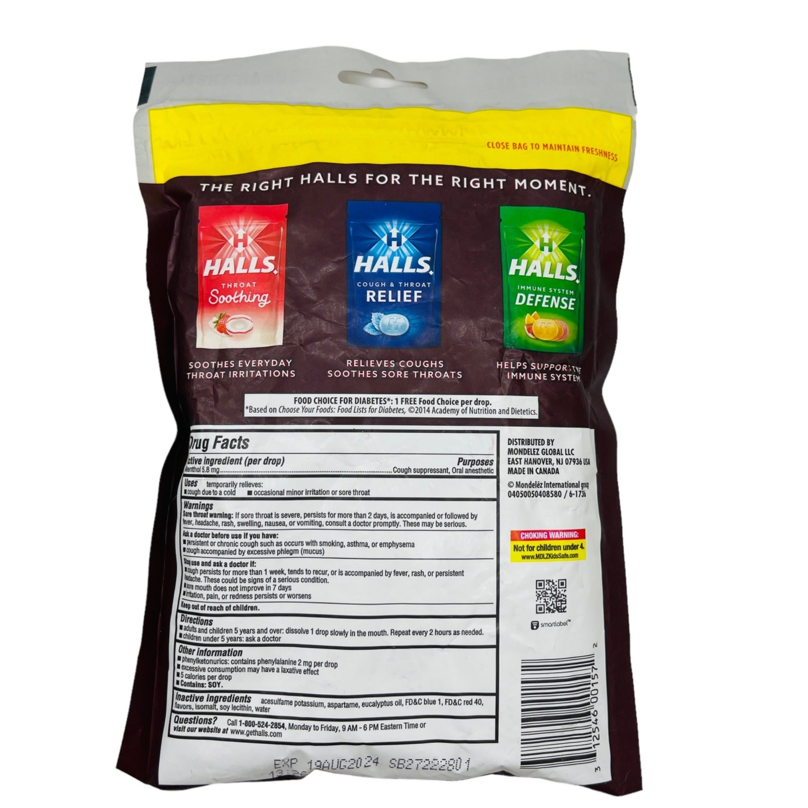 HALLS Relief Sugar Free Black Cherry Flavor Cough Drops, Economy Pack