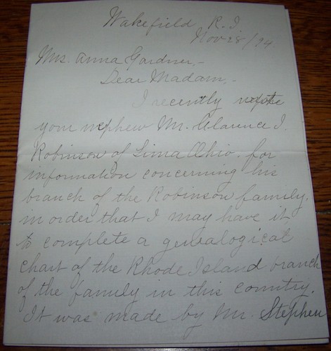 1894 VICTORIAN WAKEFIELD RI LETTER EPHERMA GEORGE ROBINSON ESTATE ANTIQUE - Picture 1 of 4